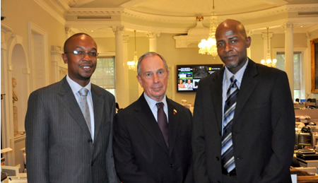 Mayors Tau and Bloomberg with Consul General Monyemangene